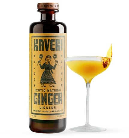 Kaveri Ginger Liqueur, Organic and Spicy, made with Ginger, Cardamom & Jaggery - Gluten-Free, Vegan - 20.3%