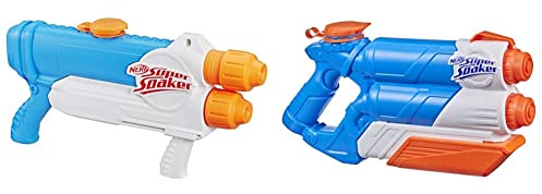 Super Soaker Barracuda Wasserpistole Zwei Wasserstrahlen großer 1L Wassertank einfaches Auffüllen & Twin Tide Wasserpistole doppelter Spritzpower Pump-Funktion großer 1,4L Wassertank