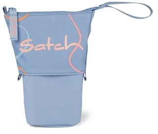 satch Pencil Slider extra groß inkl. Trennfach Reißverschlussfach Stiftehalter Geodreieck Sichtfenster für Stundenplan Vivid Blue - Hellblau