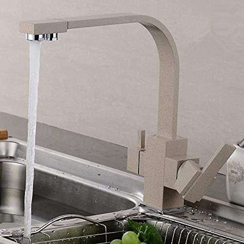 Quartz Oat Color Paint Faucet All Copper Rotary hot and Cold Kitchen Sink Three Inlet Water Purifier Faucet-See_Chart Made in China