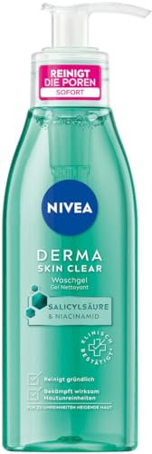 NIVEA Derma Skin Clear Waschgel (150 ml), klärender und reinigender Cleanser für unreine Haut, effektives Reinigungsgel mit Salicylsäure und Niacinamid