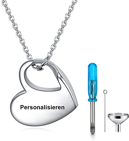 YOTHIWAD Herz Urne Halskette für Asche,Urne Kette mit Gravur für Immer in Meinem Herzen Edelstahl Asche Schmuck Memorial Anhänger für geliebte Menschen mit Füllung Kit
