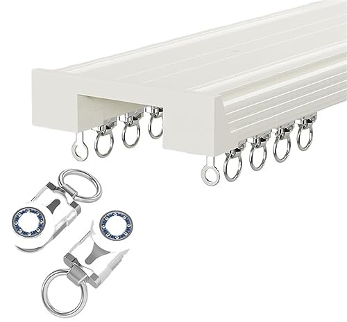 NEPHRA Gardinenstange 2-Läufig Deckenmontage Gardinenschiene Alu 1-5 Meter Vorhangschiene mit Schienenvorhangsystem, für Vorhänge Fenster Balkon Büros Hotels Kliniken (Farbe : Weiß, Größe : 2.0m)