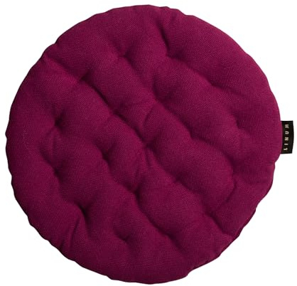 LINUM Pepper Sitzkissen Rund 37 cm aus 100% Baumwolle, Premium Stuhlkissen Rund für Küche, Esszimmer und Outdoor, Komfortables Sitzkissen Stuhl & Sitzpolster, waschbar, Burgunderrot