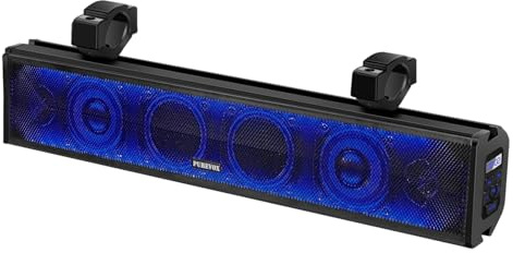 purevox UTV Soundbar, 66 cm (26 tum), ATV, Soundbar, musiksynkronisering, flerfärgade ljus, SXS-ljudbar, vattentät, Bluetooth, golfvagn, ljudbar för Polaris RZR Can-Am Defender Maverick