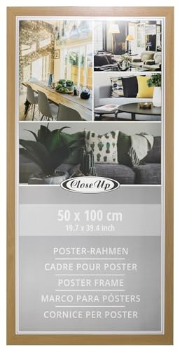 Close Up Posterrahmen 50 x 100 cm Buche hell Bilderrahmen aus MDF mit bruchsicherer PVC-Glasscheibe - Profilbreite 30 mm