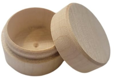 Wooden World - Boîte à dents en bois bague de fiançailles bijoux petite boîte ronde avec couvercle pour micro-boîte de rangement d'objets minuscules