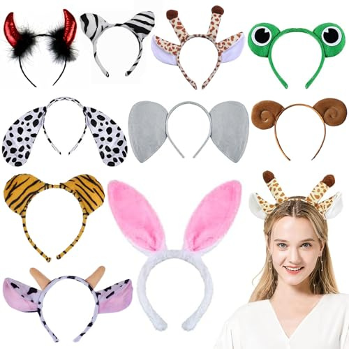 MUYAPAY 10 cerchietti per capelli con animali della giungla, per feste a tema carnevale e compleanno, per bambini e adulti