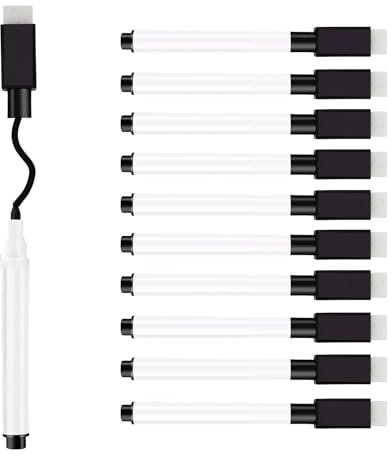 Whiteboard Marker, 10 Stück Magnetische Whiteboard Stifte und Kreidestifte für Fenster, Radiergummi Set Fine Tip folienstift abwischbar Mit Dry Wipe Markers
