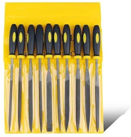 Juego de 10 limas de aguja de escofina de metal de 3 x 140/4 x 160/5 x 180 mm, herramientas de tallado de madera para escofina de acero, herramienta de lima de mano para carpintería