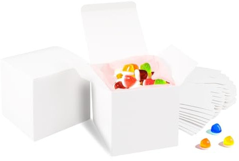 50pc Geschenkbox Weiß, 8x8x8cm Kleine Pappschachteln mit Deckel, Einfache Montage Geschenkbox Quadratisch, Geschenkboxen Kraftpapier Weiß zum Basteln, für Geschenke, Hochzeit, Party, Weihnachten