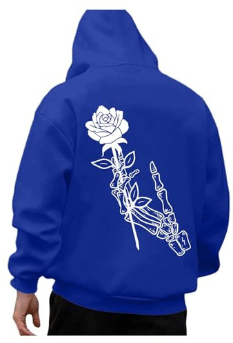 Hoodie Herren Oversize mit Backprint Y2k Hoody mit Kapuze Basic Pullover Vintage Print Hoodies für Männer Anime Kapuzenpullover Schwarzer Coole Streetwear Drip Klamotten Oversized Pullover Herren