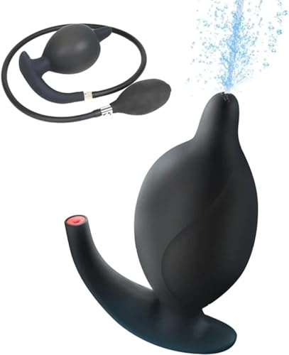 TangQian Huge Silicone Inflatable Anal Plug Pump with Anal Shower Enema, Large Butt Plug Dilator Vaginal Irrigation Anal Dildo Anal Balls Enema SM Anal Plug Sex Toy for Men Women