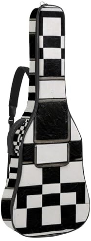 Großer schöner Gitarrenkoffer, wasserdichte Gitarrentasche mit Schwammschutzschicht, grünes Schachbrettmuster, Mehrfarbig Nr. 04, 42.9x16.9x4.7 in, Gitarrentasche