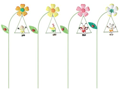 Wisafory Gartendekor Pfahlen Metall Blumenstecker Gartendeko Pflanzenstecker Kleine Stecker Tiere Pflanzenetiketten für Zimmerpflanzen Garten Rasen Hof Outdoor Suppenschaukel
