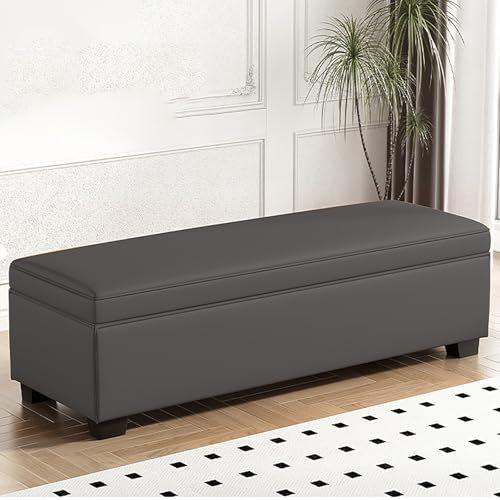 Große quadratische Leder-Ottomane für Schlafzimmer und Wohnzimmer, 39,9 cm hohe Eckbank mit Stauraum, verschiedene Farben erhältlich