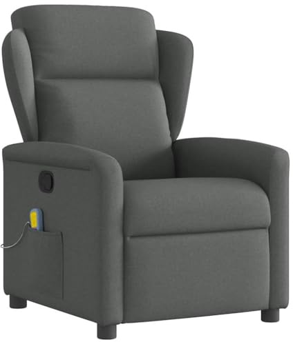 vidaXL Massagefåtölj mörkgrå tyg