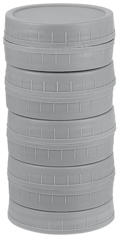 Sourcing Map 9 Pcs Gray Plastic Wide Mouth Jar Lids with Silicone Rings, Food Storage Caps for Mason Canning Ball Jar