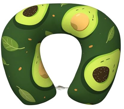 CSIVKEJ Cuscino da viaggio in memory foam con stampa verde scuro color avocado, accessorio da viaggio per la testa