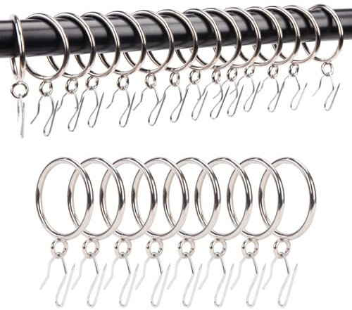 Vorhangringe mit Haken, Metallringe mit Ösen und Quetschfalten, Vorhanghaken, 24 Stück TXZWJZ