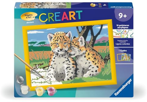 Ravensburger - CreArt Kids 18x24 cm - Kunstnummer - Kleine Leoparden - Malset nach Zahlen - Ab 9 Jahren - 25832
