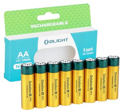 OLIGHT Ostation B pro AA Rechargeable Batteries (NiMH, 8-Pack) | High Capacity 2100mAh, Cycle Life 300+ Times, Low Self-Discharge, for Everyday Devices, Eco-Friendly