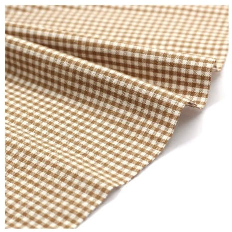 GENODA Personalisierter Puppenkleidungsstoff aus Baumwolle, 2 mm, kariert, 145 x 50 cm, Dunkelkamelweiß, 145 x 50 cm