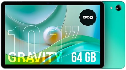 SPC GRAVITY 10,1 - Tablet Android HD, 64GB, RAM 4GB, Menta | Display 10,1, batteria 5000mAh, WiFi, Android 14, Google Family Link, Octa-Core, connettività Bluetooth
