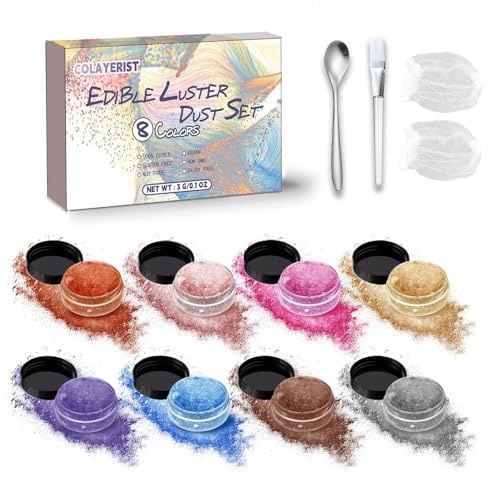 COLAYERIST Essbarer Glitzer für Getränke 8 Farben, Glitzerpulver für Getränke, Glitzer Essbar, Edible Glitter for Drinks, Lebensmittelfarbe Pulver für Getränke, Cocktail, Torte, Fondant, 3g/Flasche