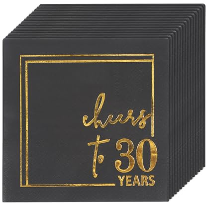 50 Stück Servietten 30. Geburtstag Mann 30 Geburtstag Deko Schwarz 5x5inch | Geburtstagsservietten Servietten Geburtstag, 3-Lagige mit Holzfaser, Tischdeko für Happy Birthday Feiern Geburtstagsfeier