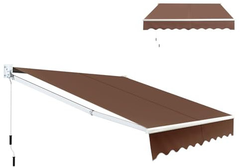 HOMASIS Tenda da Sole a Bracci Estensibili, Tenda Parasole con Protezione UV, Tenda da Balcone con Manovella, Angolo Regolabile da 40-100°, per Giardino e Terrazza (Marrone, 245x200cm)