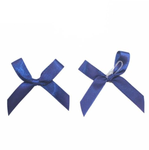 Hrlace Lazo decorativo listo para regalo, pequeños lazos con bandas elásticas de goma, lazo de cinta para bodas, envoltorios de regalo, botella de perfume, botella de vino, color azul marino, 20