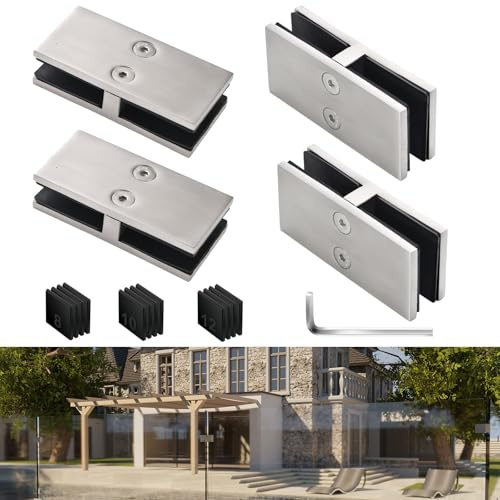 Glasklemmen (Silber, 180 Grad, 4 Stück)