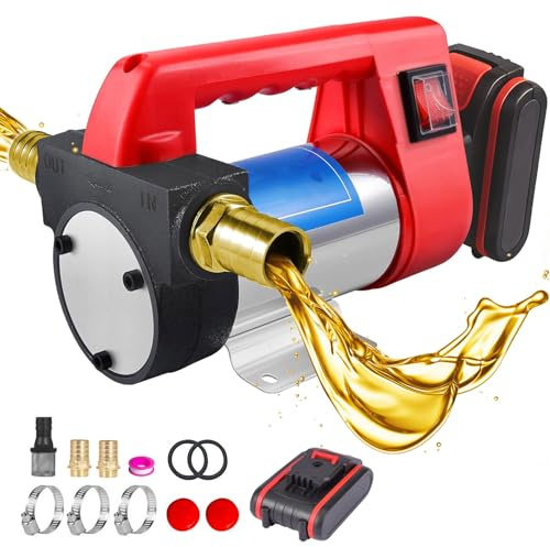 YUZINO Bomba de transferencia de combustible de 24 V 260 W, bomba de combustible diésel con batería de 1500 mAh, bombas de transferencia eléctricas portátiles inalámbricas 45-50 L, 4200 rpm, para