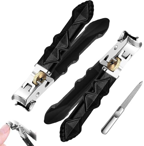 Solymody Nagelexpert, Nagelknipser mit Breiter Backenöffnung und Spritzschutz, Nagelknipser für Senioren, Hochleistungs-Nagelknipser für Dicke Nägel, Präziser Fuß- und Fingernagelknipser (#A 2P)