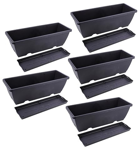 MOTHNUR 5 Ensembles Lot de Jardinières Rectangulaires avec Réservoirs Pots pour Plantes Dintérieur et Extérieur Résistants Aux Chocs pour Culture de Légumes et Fleurs