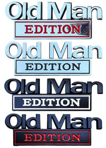 4 Pezzi Emblema per Auto Old Man Edition, Nuovi Adesivi per Auto 2025 per Uomo, Stemma Adesivo in Metallo 3D, Adesivi Divertenti per Paraurti per Auto, Camion, Suv, Portellone Laterale O Posteriore