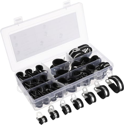 ORFOFE 72 pièces Colliers Serrage Inox avec Bande Caoutchouc Pinces Tube Durables pour Câbles et Tuyaux Installation Rapide et Résistance Corrosion