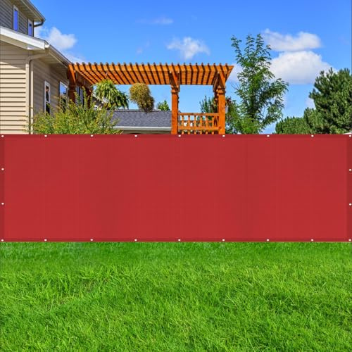 Balkonverkleidung Balkon 115 x 540 cm Ohne Bohren Blickdichte Wind Uv-Schutz mit Ösen Kabelbinder Kordel Balkon Sichtschutz Balkonverkleidung für Balkongeländer Terrasse, Rot
