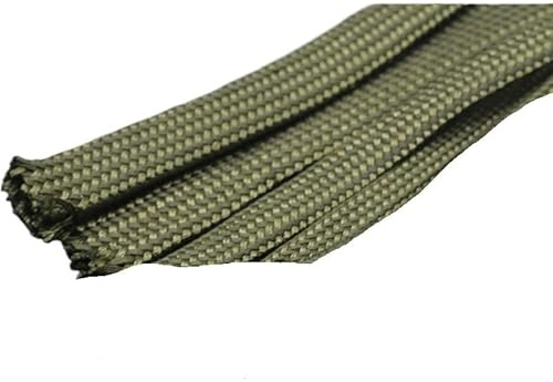 Kabelschläuche Universell 5 m weiche Baumwoll-Nylon-Hülle, 4/6/8/10/12/14/16/18 mm Drahtkabelschutz, geflochtener Nylondrahtschutz mit hoher Dichte, Farbe: Schwarz(Green,14MM)
