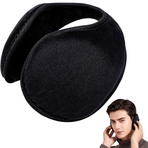 AYZDJ Grand Cache-oreilles Noir, 13 Cm De Diamètre, Cache-oreilles Doux Pour Temps Froid, Protection Auditive Confortable Et Chaleur Hivernale