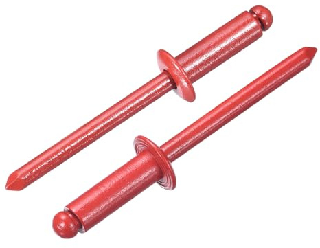 QUARKZMAN 100Pcs 3/16x1/2 Remaches Ciegos Aluminio, Empuñadura Aluminio Y Vástago Acero, Remaches Divididos Largos Cabeza Abovedada Para Metal, Muebles, Automóviles, Rojo