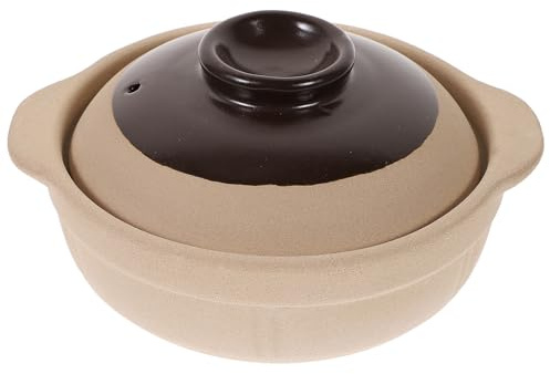 TOKIDNY Casseruola in Argilla e Ceramica 750Ml Coperchio e Doppia Maniglia Pentola per Cucinare Stufati e Bibimbap Resistente al Calore per Uso Domestico e Ristoranti