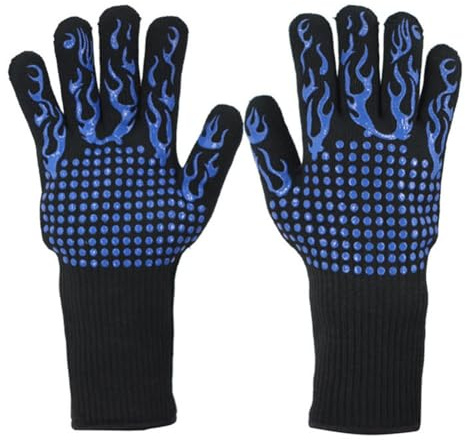 FUBESK 800��C Heat Insulated Gloves for Grilling, Baking, Cooking and Welding with Silicone Grip and Machine Washable