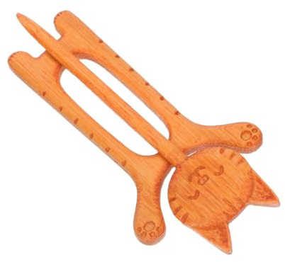 TEHAUX Broche Chat en Bois Faite Main, Épingle à Châle Décorative, Accessoire Léger pour Femme, Broche Animale Naturelle, pour Pulls, Cardigans et Foulards, Design Lisse et Pratique,