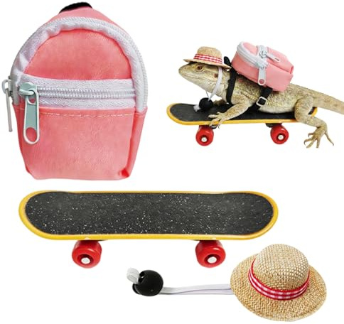Wezalget pour Dragon Barbu - Chapeau Réglable Fournitures pour Reptiles | Accessoires pour Lézards Set De Planche À roulettes - pour Cosplay Photos Fête Enrichissement
