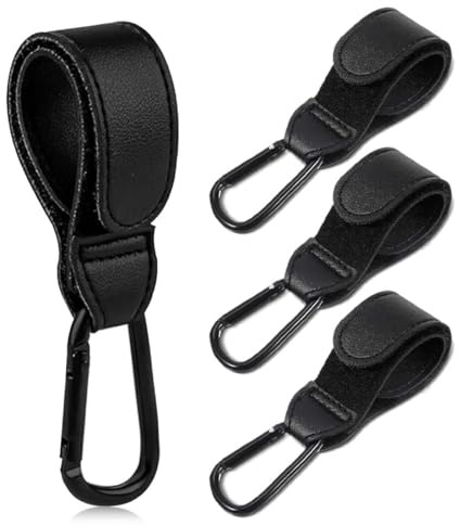 MUNZE Ganchos Cochecito Bebé 4 Piezas Negro Estándar Cuero Soporte Bolso Universal Accesorios