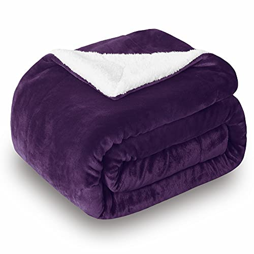 SOCHOW Couverture Double Face en Sherpa, Plaid Épais et Ultra Doux pour Canapé et Salon, 150 x 200 cm, Aubergine