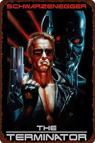 The Terminator Classic Movie Vintage Metall Blechschilder Retro Lustiges Metallschild Poster für Bar Küche Club Pub Home Wanddekoration 20,3 x 30,5 cm