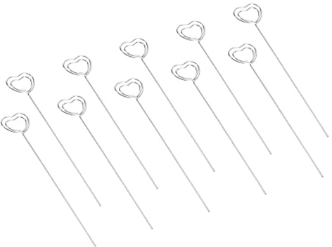 PATIKIL 4.7 Inch Metal Wire Place Card Holder, 20 Pack Photo Picture Floral Picks Heart Shape Clips for Party Meeting Wedding Displaying DIY, Silver Tone